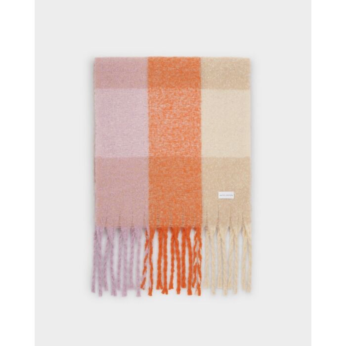 Katie Loxton Recycled Checked Tassel Scarf - Lilac